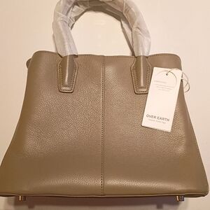 Over Earth Taupe Leather Bag New